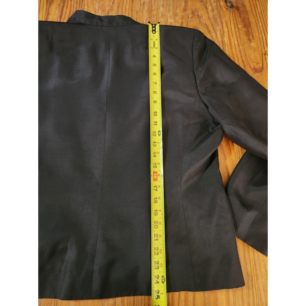 Dana‎ Buchman Silk Wool Blazer Jacket Black Single Breasted One Button Lined Lrg - Picture 10 of 13